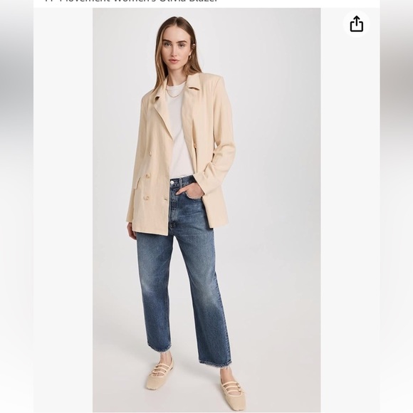 Womens Free People Beige Tie-Front Blazer Jacket - Picture 3 of 12